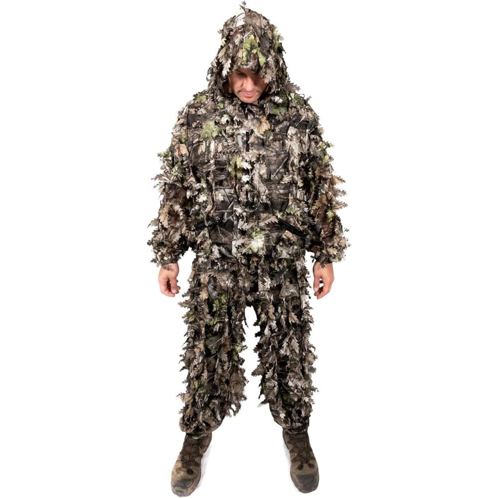 image:imageArcturus 3D Leafy Ghillie Suit 1000 LaserCut Leaves  Lightweight Breathable Camouflage for Hunting Paintball amp AirsoftDark Woodland