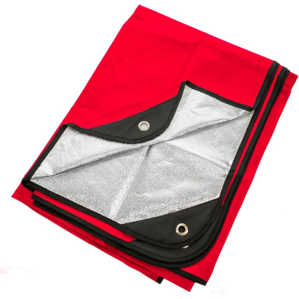 image:imageArcturus Insulated Tarp Reusable Heavy Duty Thermal Survival Blanket  60x82in Reflects 90 Body Heat Waterproof Windproof 3Layer Design Reinforced Grommets Olive GreenRed