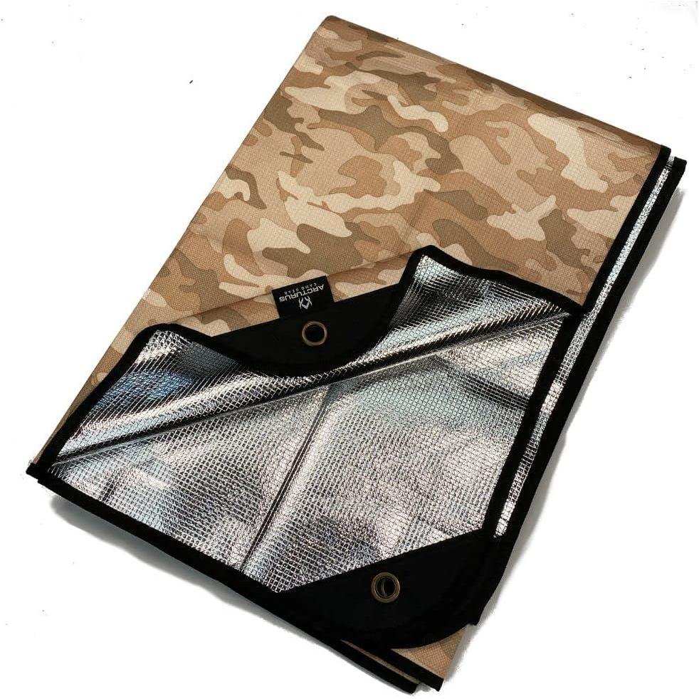 image:imageArcturus Insulated Tarp Reusable Heavy Duty Thermal Survival Blanket  60x82in Reflects 90 Body Heat Waterproof Windproof 3Layer Design Reinforced Grommets Olive GreenDesert Camo