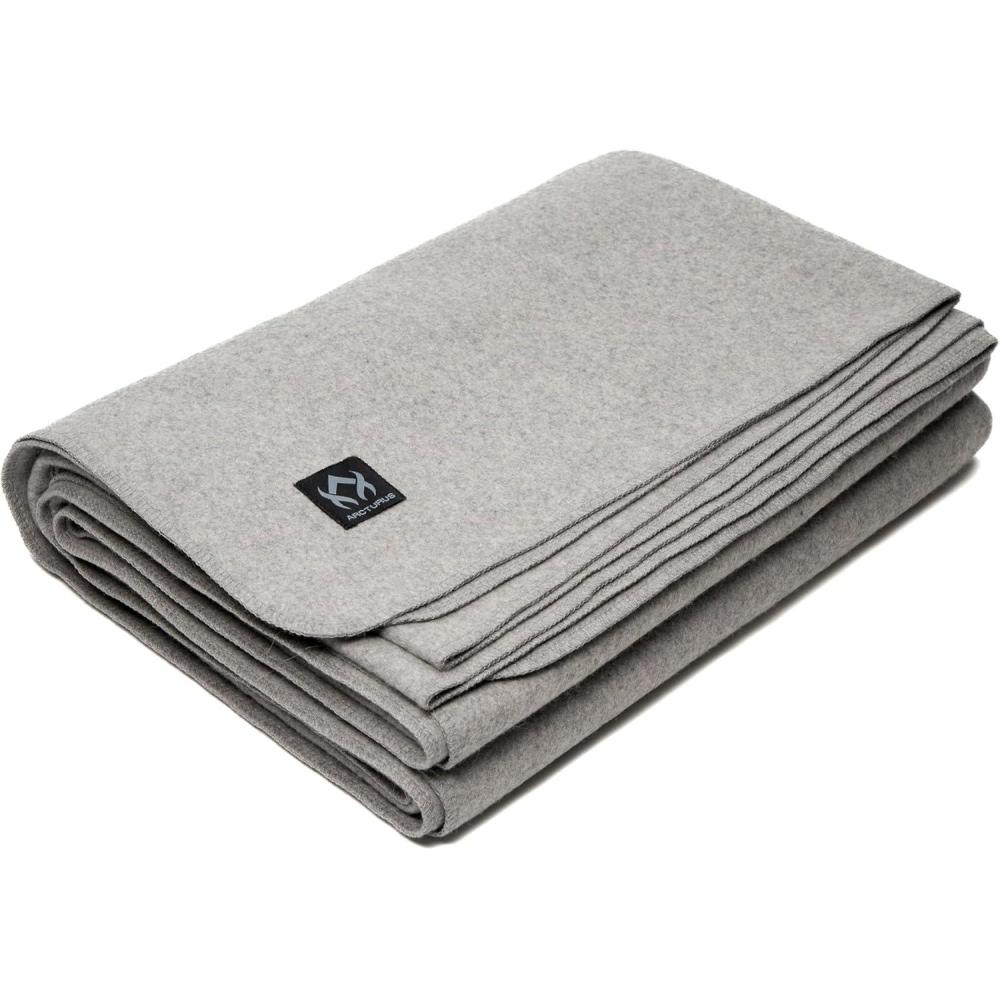 image:imageArcturus Tahoe Wool Bed Blanket  Soft Breathable Wool Blanket for YearRound Comfort  King Size 90x 108  Thick Washable amp Warm Navy BlueStone Gray