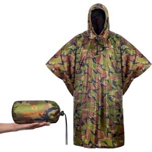 Arcturus Rain Ponchos | Adjustable Hood | Waterproof Ripstop Nylon | Great for Hunting, Fishing & Camping(Camo)