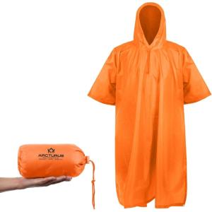 Arcturus Rain Ponchos | Adjustable Hood | Waterproof Ripstop Nylon | Great for Hunting, Fishing & Camping(Hunter Orange)