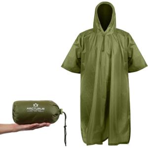 Arcturus Rain Ponchos | Adjustable Hood | Waterproof Ripstop Nylon | Great for Hunting, Fishing & Camping(Olive Green)