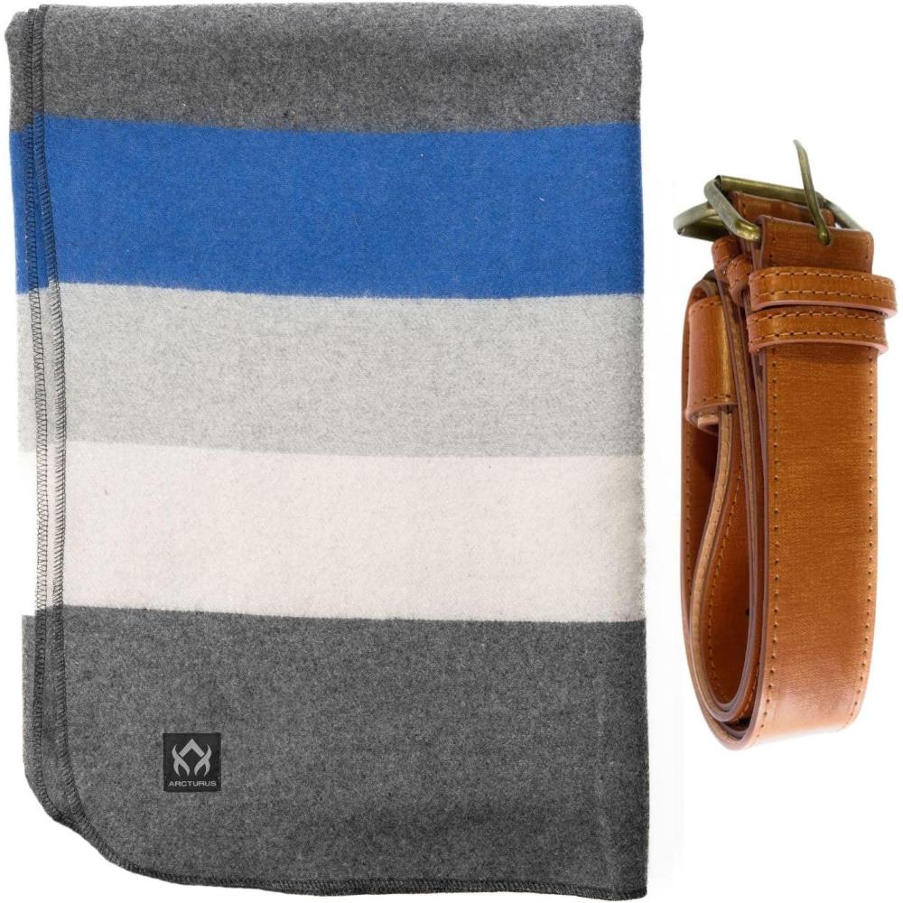 image:imageArcturus White Blue Gray Wool Blanket and Carry Straps Bundle