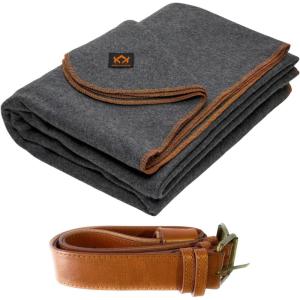 Arcturus Military Gray Wool Blanket and Carry Straps Bundle