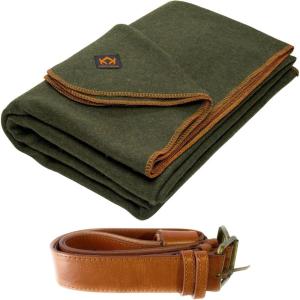 Arcturus Olive Green Wool Blanket and Carry Straps Bundle